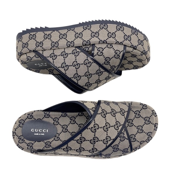 Gucci Shoes Gucci New Gg Logo Criss Cross Platform Slide Sandals